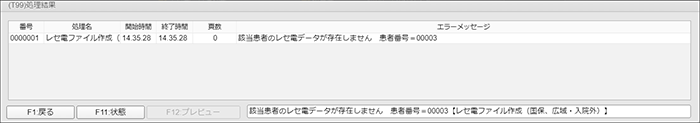 該当患者のレセ電データが存在しません